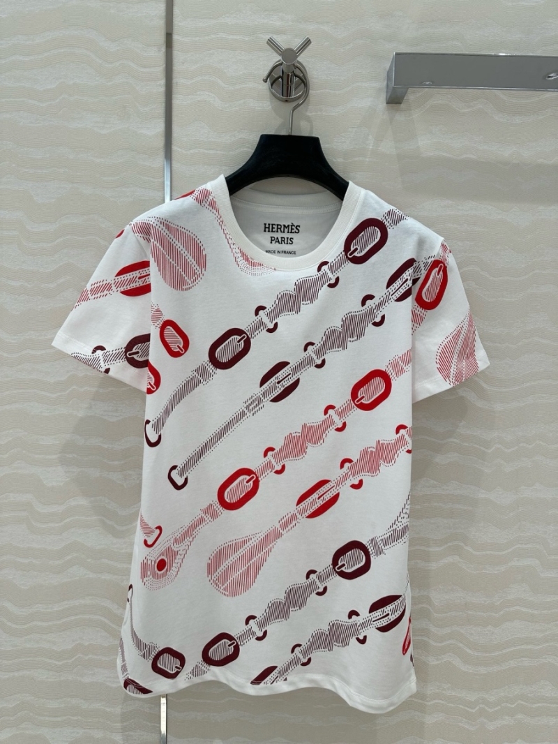 Hermes Coaching Remix series print Classic Pure Cotton T-Shirt