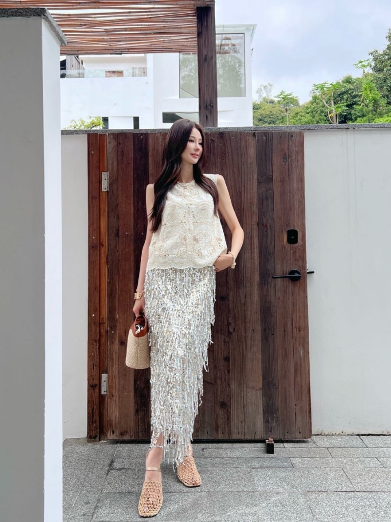 Brunello Cucinelli Exclusive Limited-Edition Sequin Fringe Maxi Skirt