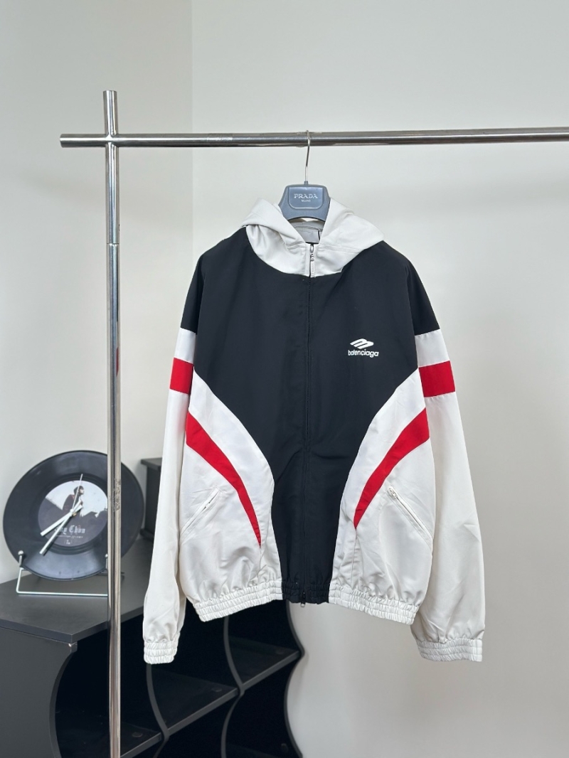 Balenciaga Embroidered Logo Color Block Retro Hooded Windbreaker