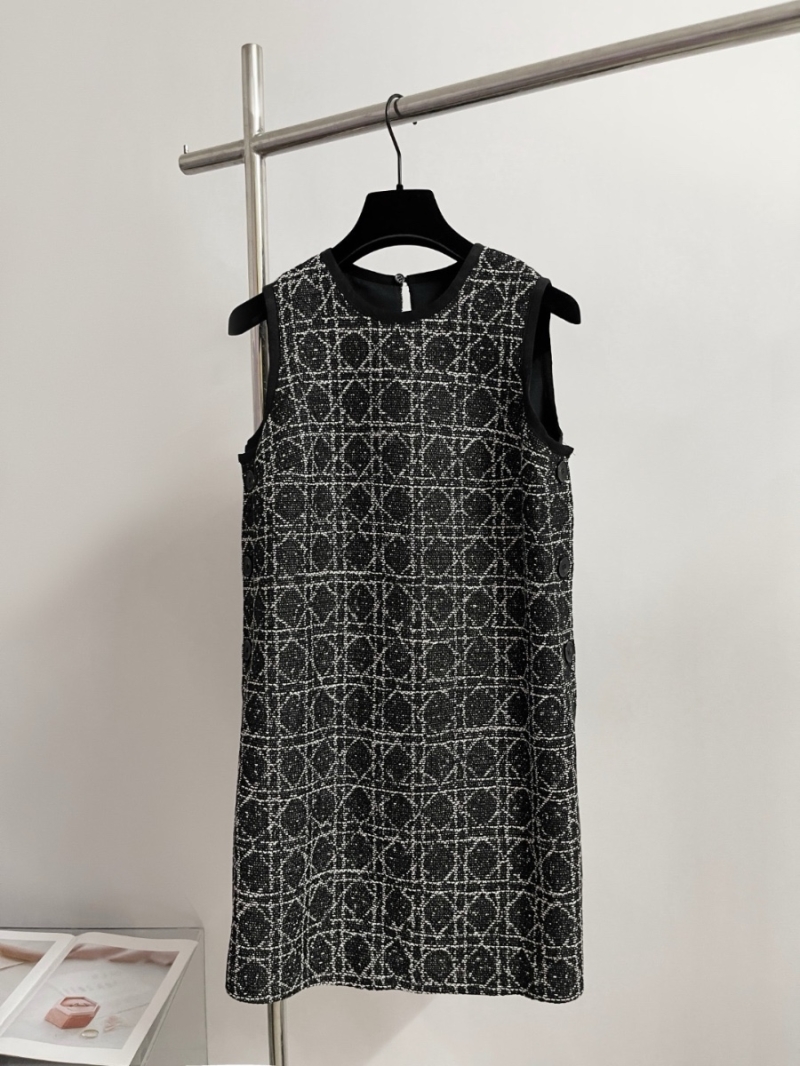 Dior 24 Spring/Summer Classic Cannage Houndstooth Vest Dress