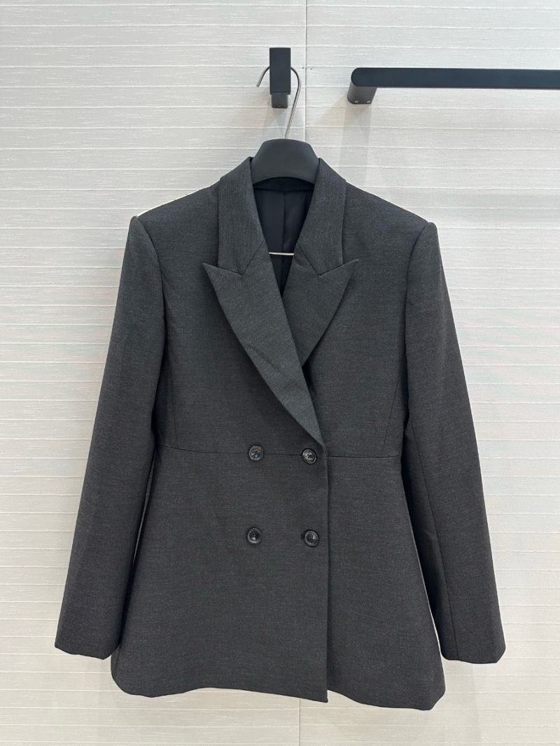 Prada Gray Panelled Striped Blazer