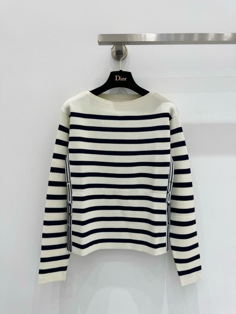 Dior 2025 New Striped Knit Top – Two Tones White