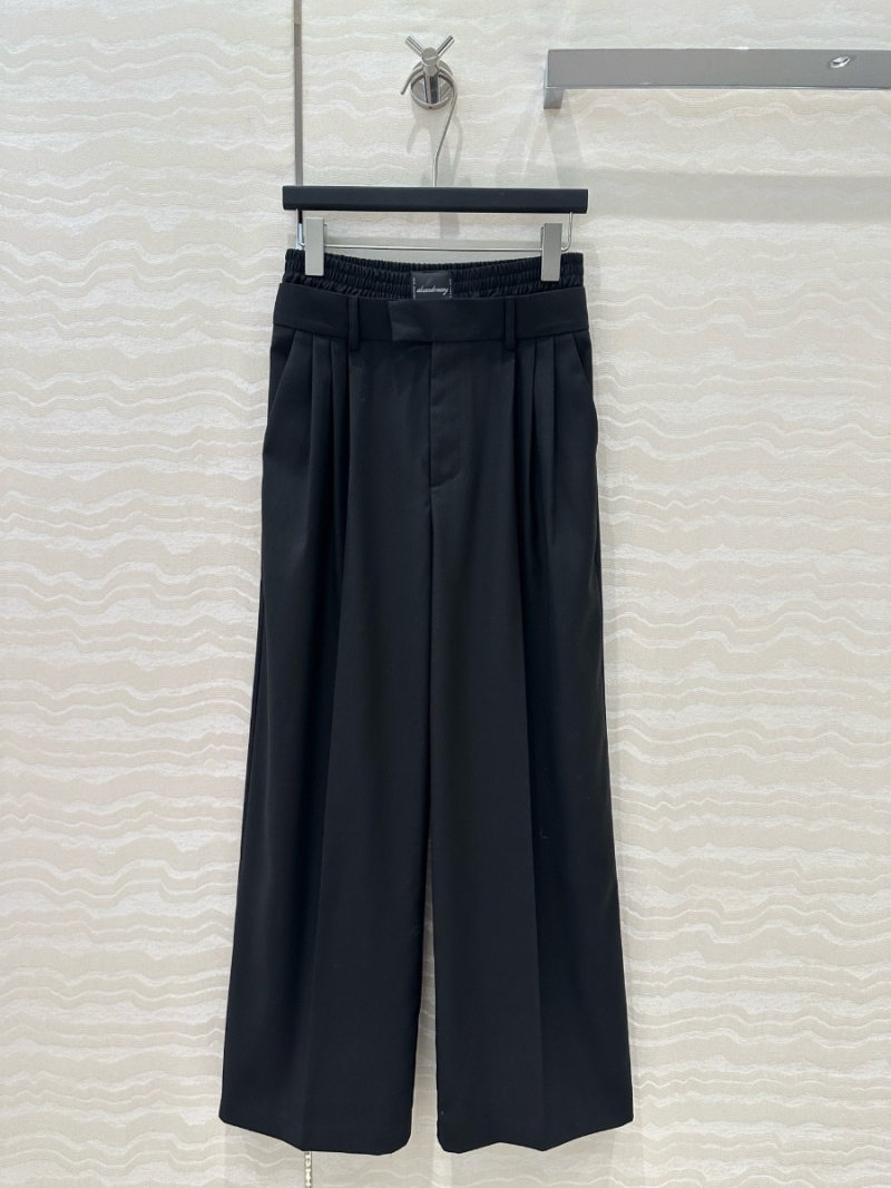 Alexander wang Dual-Waistband Pleated Wide-Leg Trousers Black