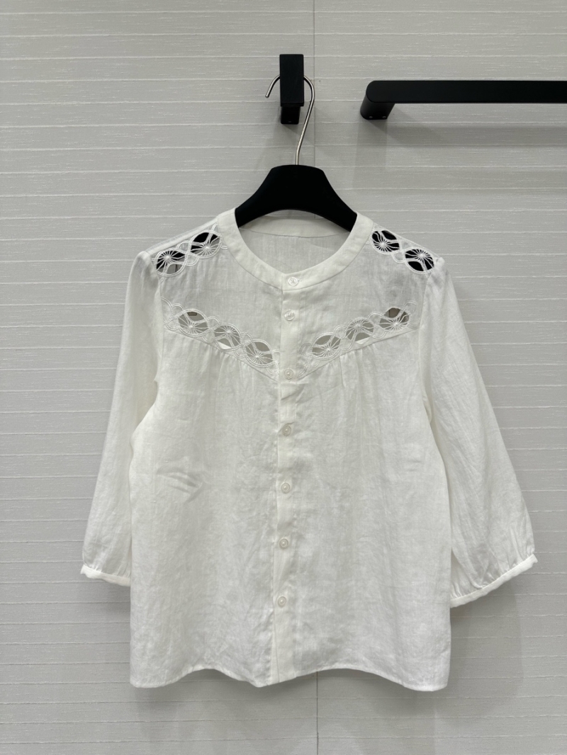 Chloe French Romantic Embroidered Linen Shirt