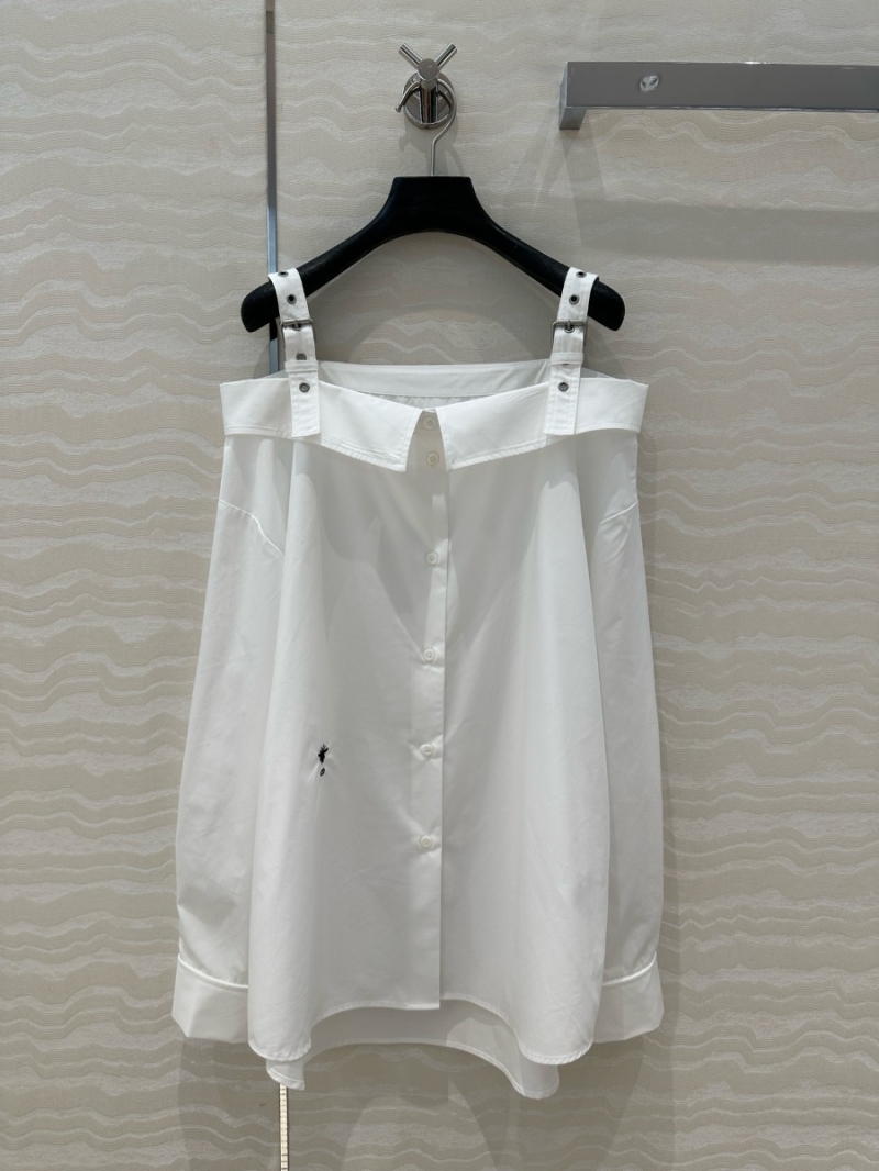 Dior Miss Dior Off-Shoulder Strap Design Cotton Shirt – Jisoo’s Elegant Look White