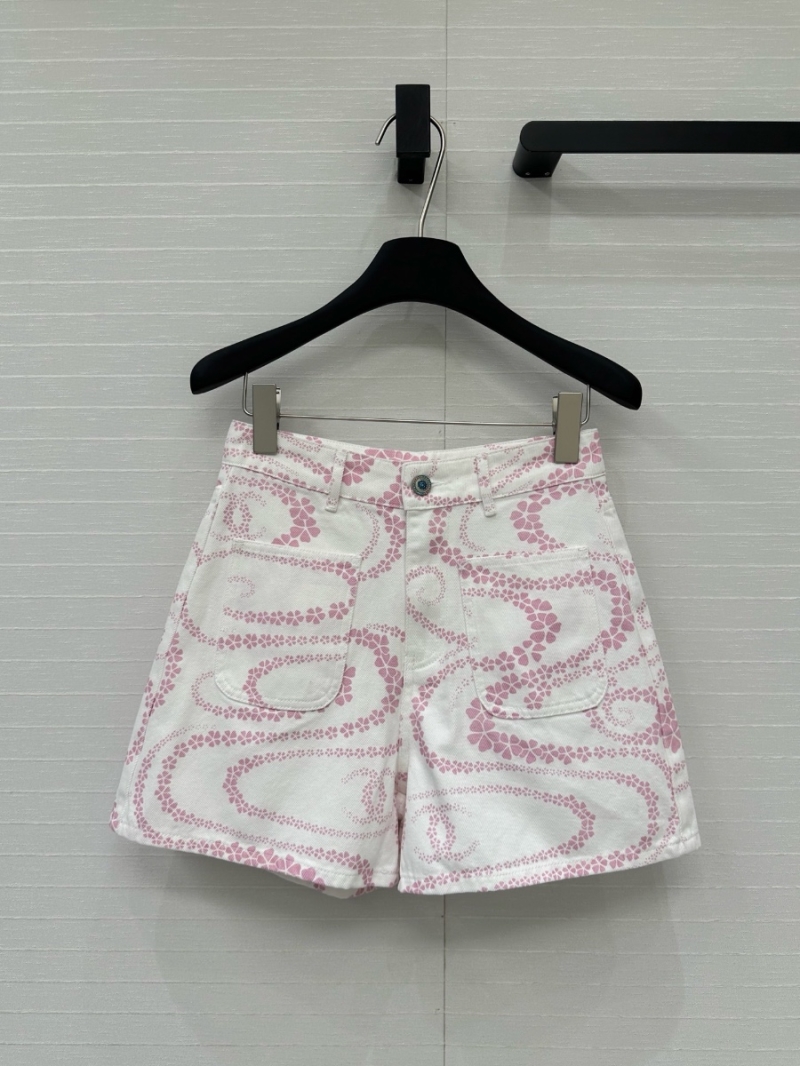 Chanel Coco Beach “Serpentine Totem” Petal Wave Print Denim Shorts