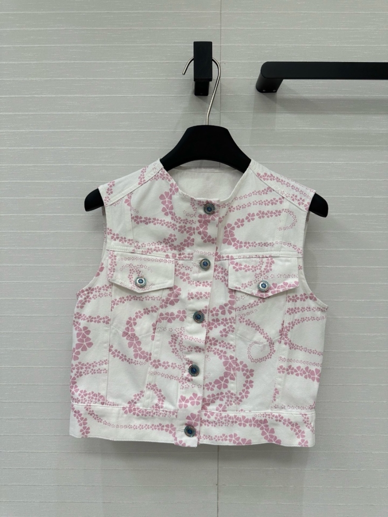 Chanel Coco Beach “Serpentine Totem” Petal Wave Print Denim Vest