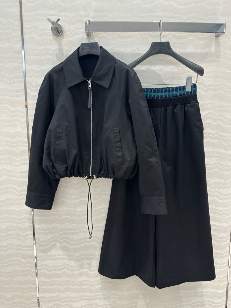 Loewe Balloon Jacket with Leather Trim Black