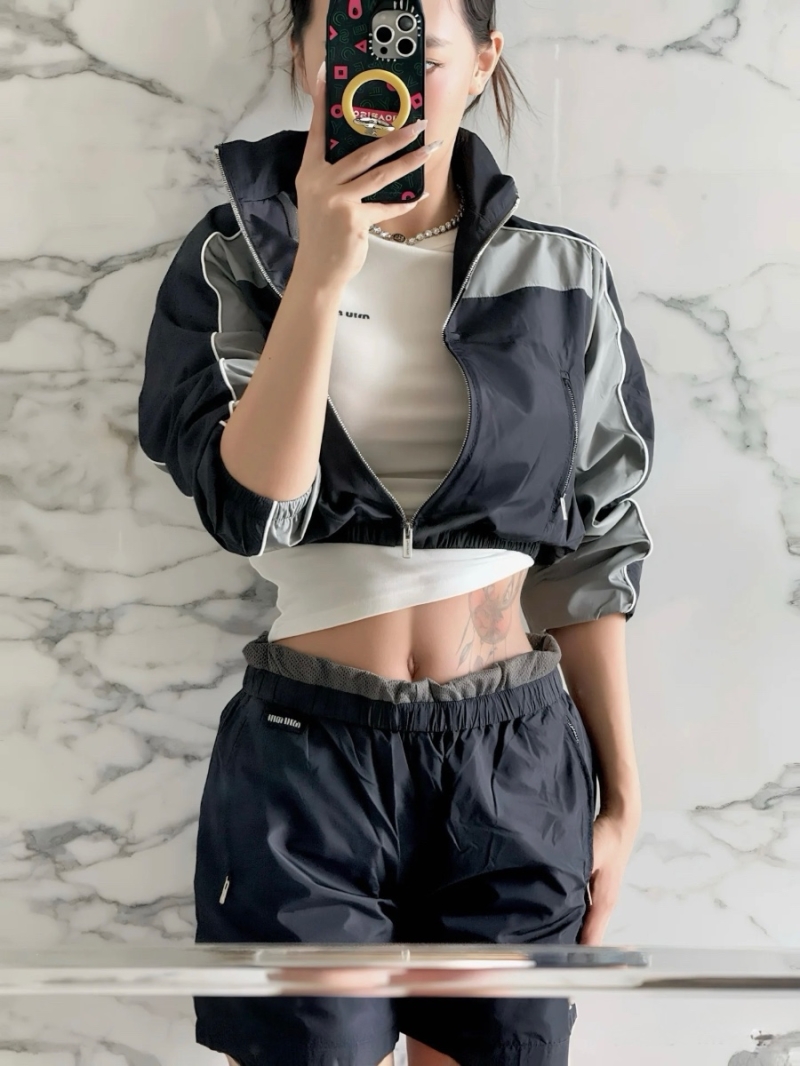 Miu Miu 2025 New Intellectual Chic Sportswear Set – Jacket and Shorts