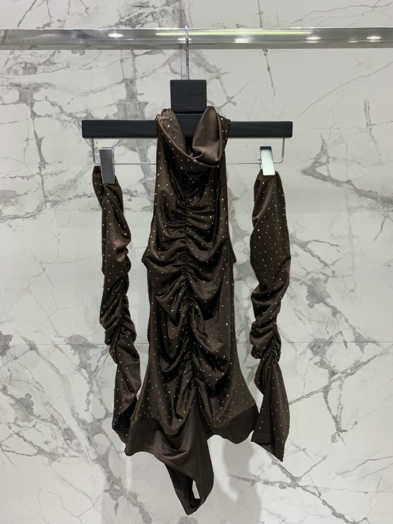 SAINT LAURENT YSL Custom Couture ROSE Series Elastic Base Layer Set with Sleeves in Brown