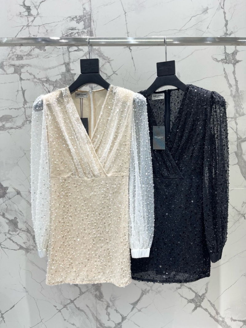 Saint Laurent YSL Sequined Pearl Dress