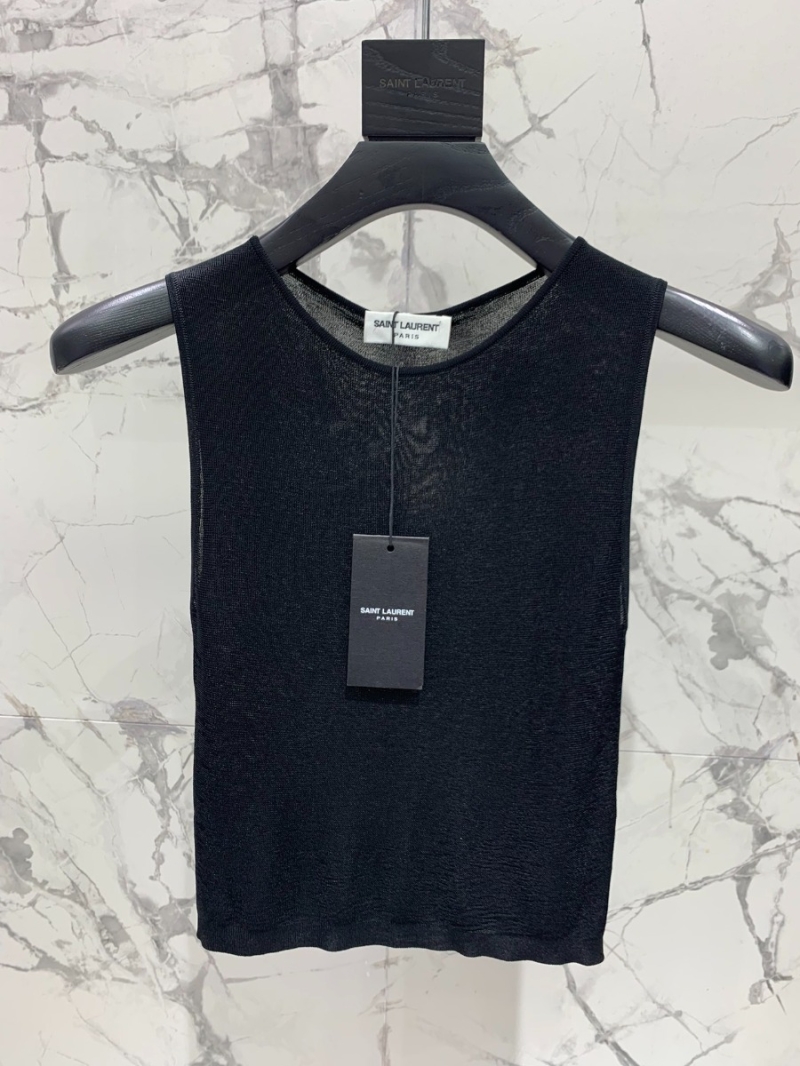 SAINT LAURENT Summer Collection Sleeveless Black Tank Top