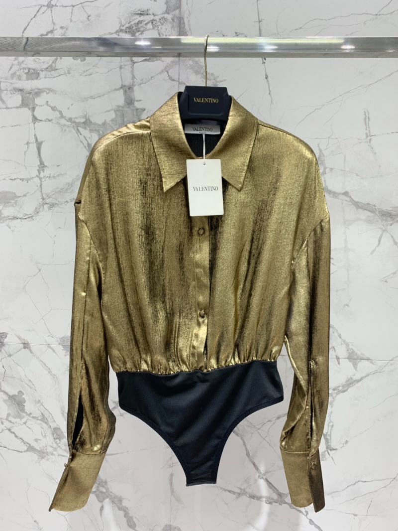 Valentino Metallic Gold Bodysuit Blouse