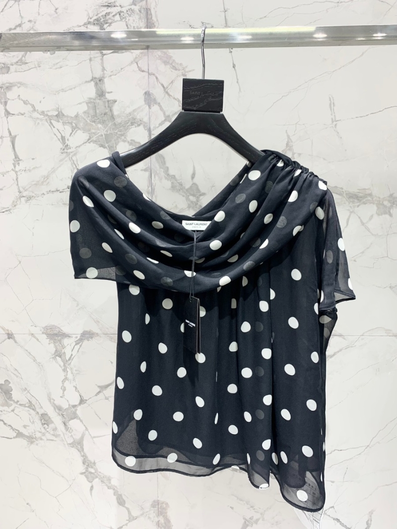 YSL Saint Laurent Polka Dot Georgette Blouse – Summer Romance Edition