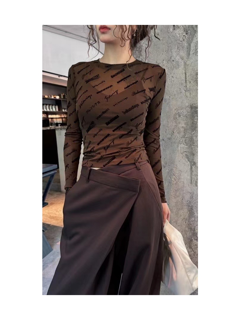 BALENCIAGA 2024 Sheer Mesh Logo Base Layer