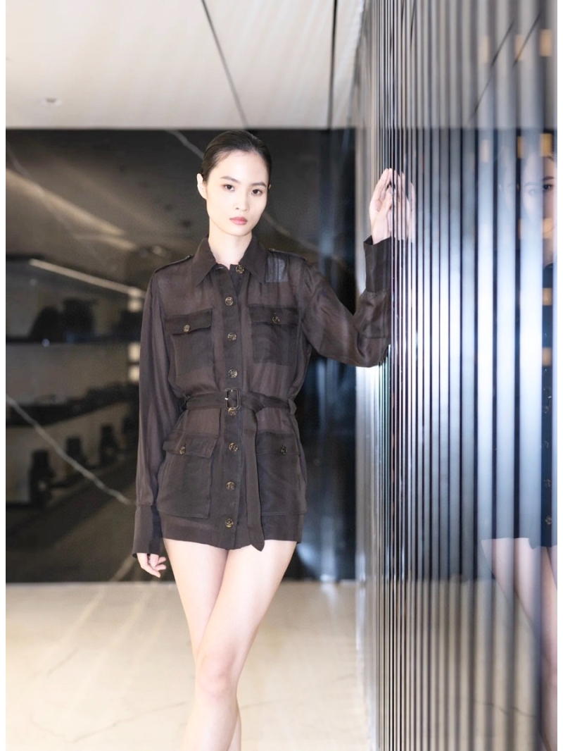 SAINT LAURENT Sheer Safari Silk Cotton Blouse