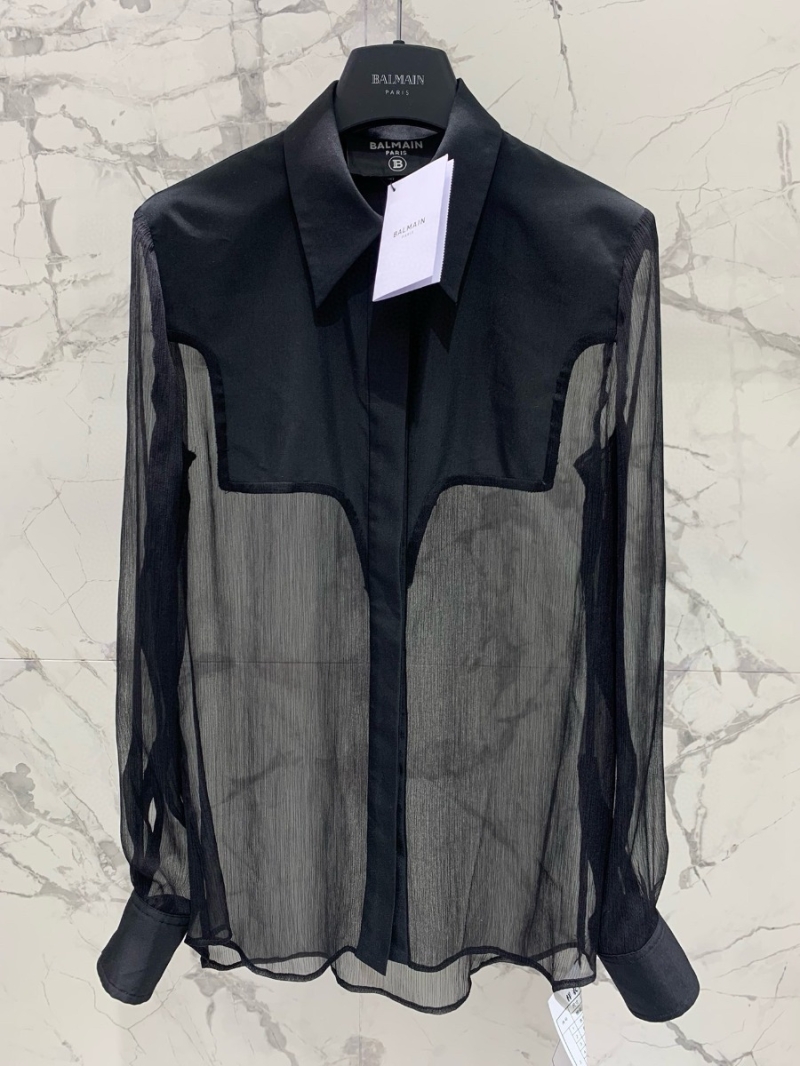 BALMAIN 2024 Sheer Elegance Modern Blouse Black