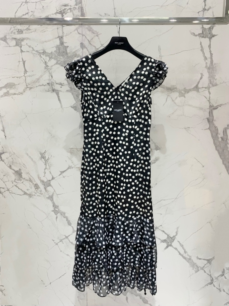 Saint Laurent YSL Polka Dot Resort Dress – 2025 Collection
