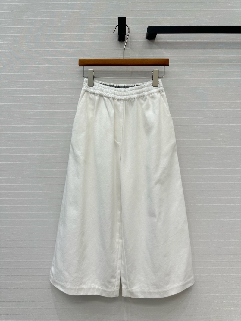 Loewe Paula’s Ibiza Denim Wide-Leg Cropped Pants white