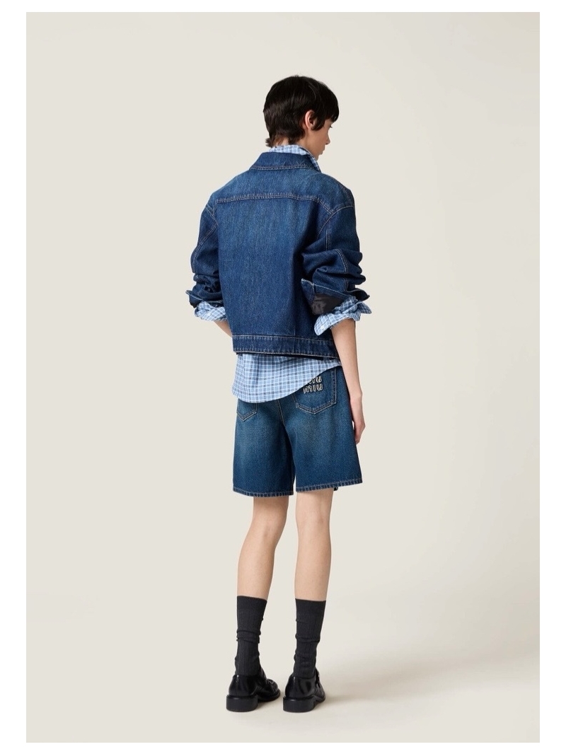 Miu Miu Academy-Style Washed Denim Bermuda Shorts – Sweet and Edgy