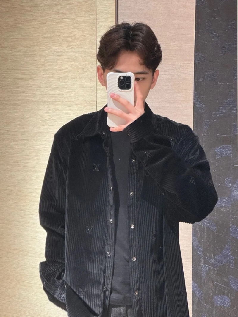 Louis Vuitton LV Crystal Logo Corduroy Shirt Jacket Unisex