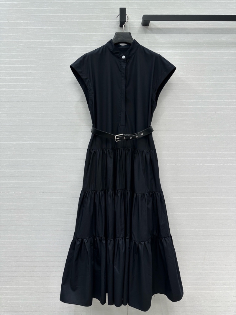 Max Mara 25SS French Romantic Sleeveless Tiered Dress Black