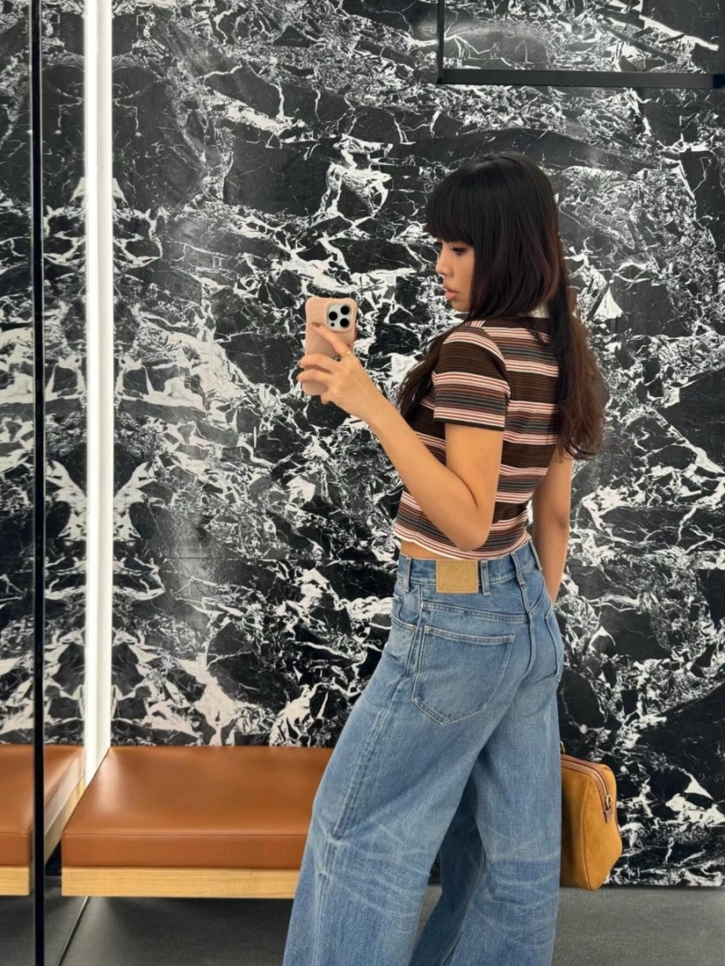 Celine 24FW Imported Washed Denim High Waisted Straight-Leg Jeans