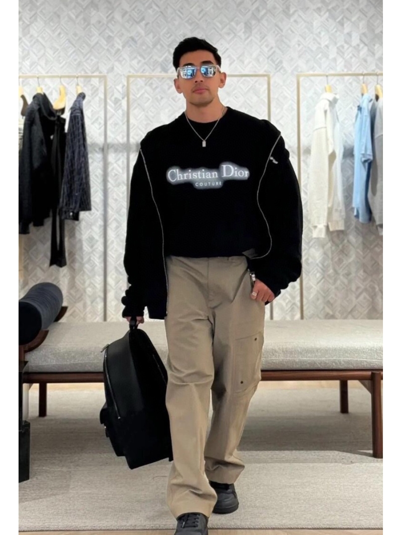 Dior New Metal-Buckle Nylon Strap Trousers Khaki