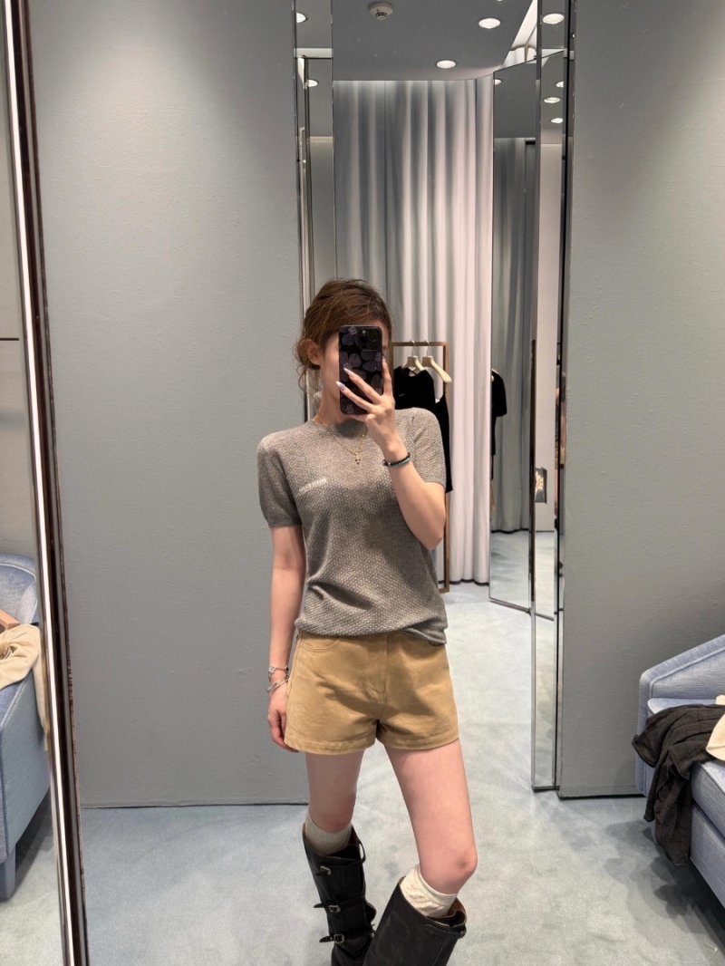 Miu Miu Sweet Breeze Knit Mesh Top Grey