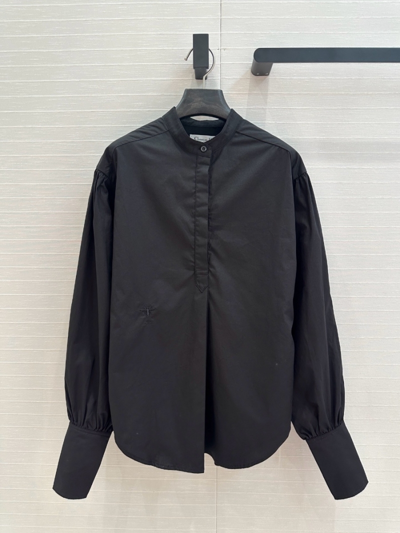 Dior Spring 2025 Batwing Sleeve Embroidered Cotton Shirt Black