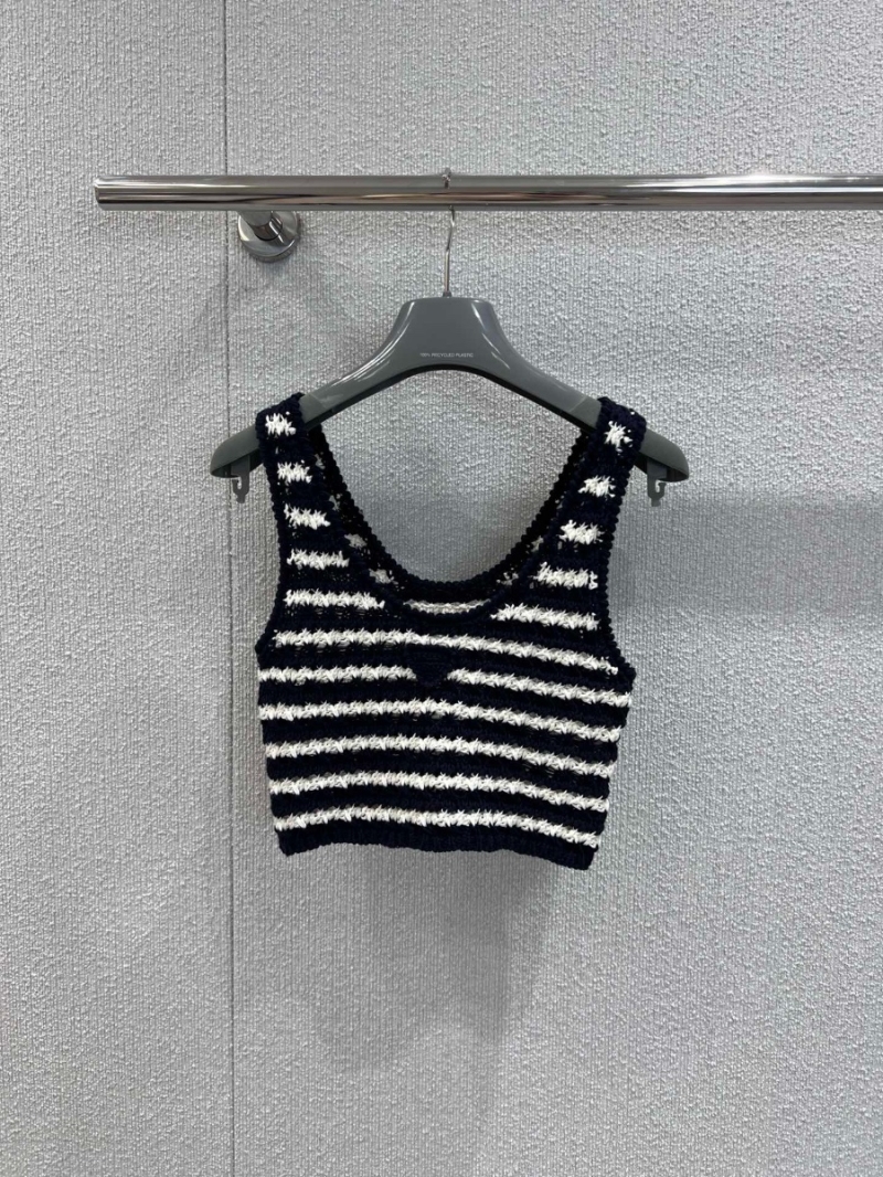Prada 25SS Spring Summer Exclusive Striped Knitted Crop Vest