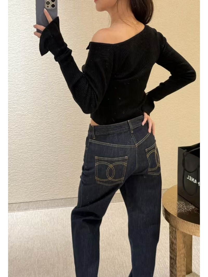 Chanel CC Straight-Leg Denim Jeans