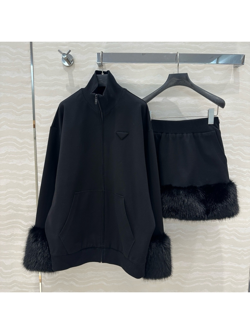 Prada Luxury Oversized Bomber Jacket Fabric Cuffs and Cotton 