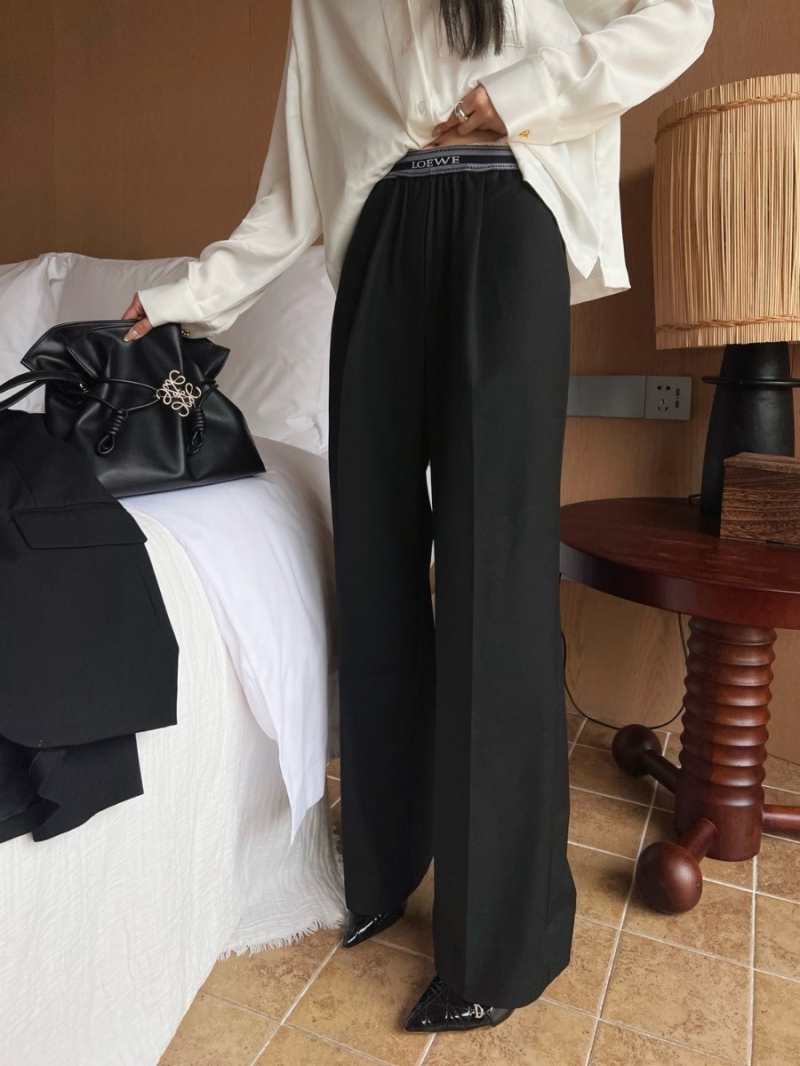 Loewe Spring/Summer 2025 Black Straight-Leg Pants with Logo Waistband