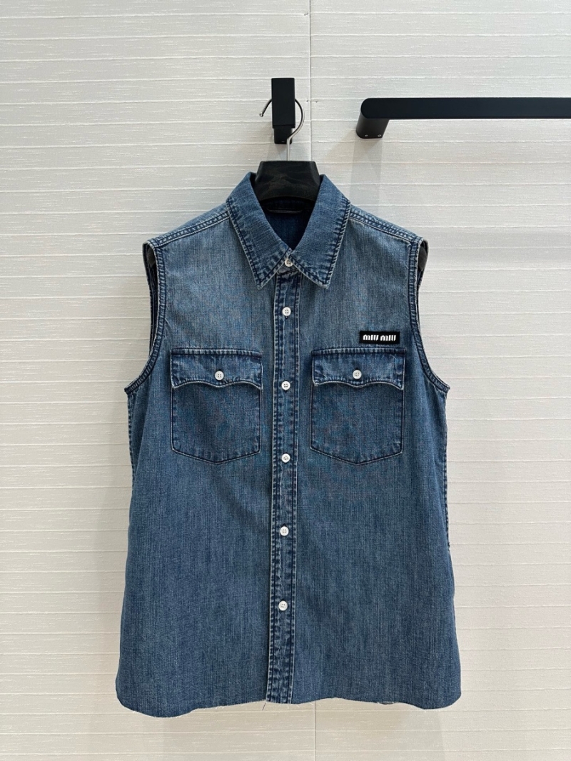 Miu Miu Spring/Summer 2025 Lightweight Denim Vest with Flap Pockets