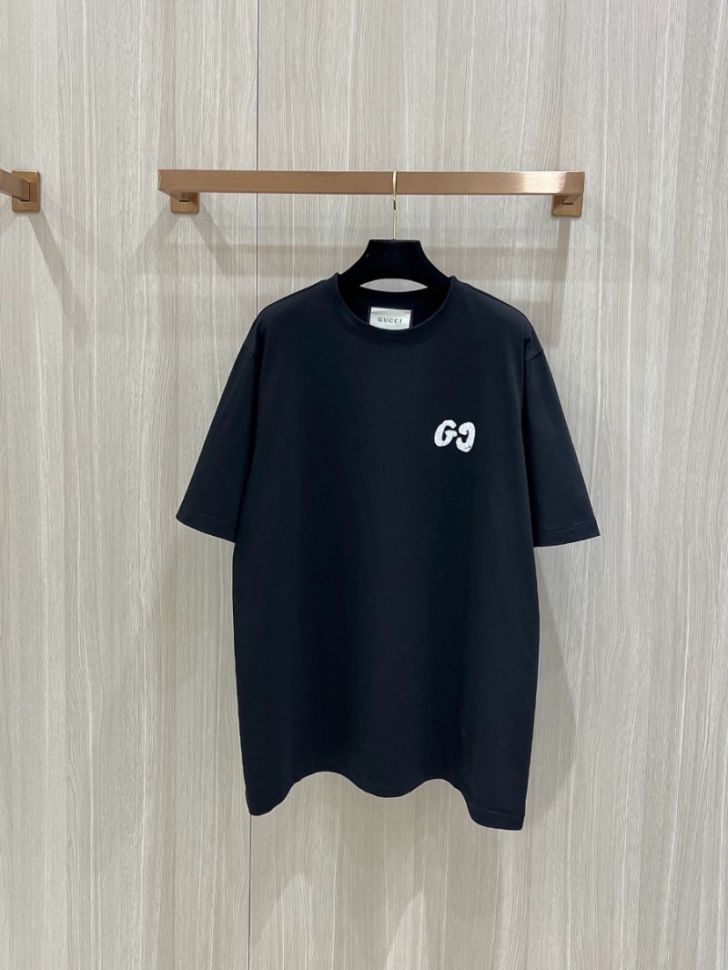 Gucci GG Letter Logo Cotton T-Shirt - Black Classic and Versatile