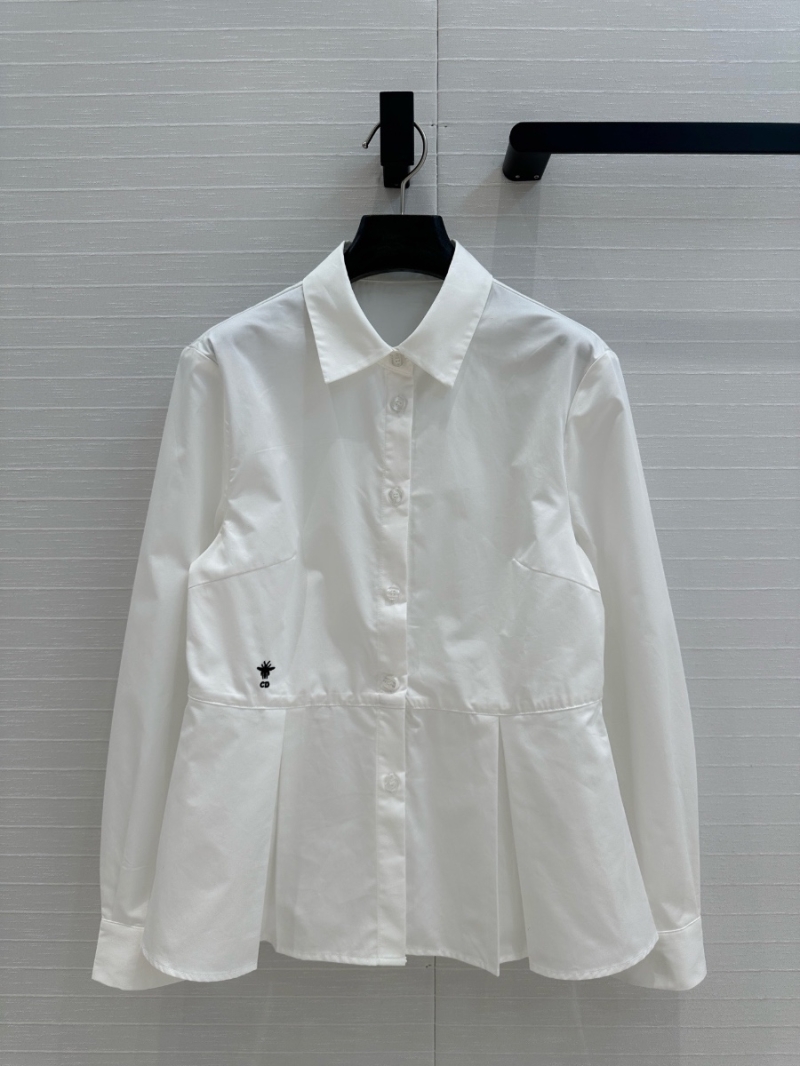 Dior 2025 Early Spring White Cotton Shirt – Sweet & Cool Pleated A-line Design