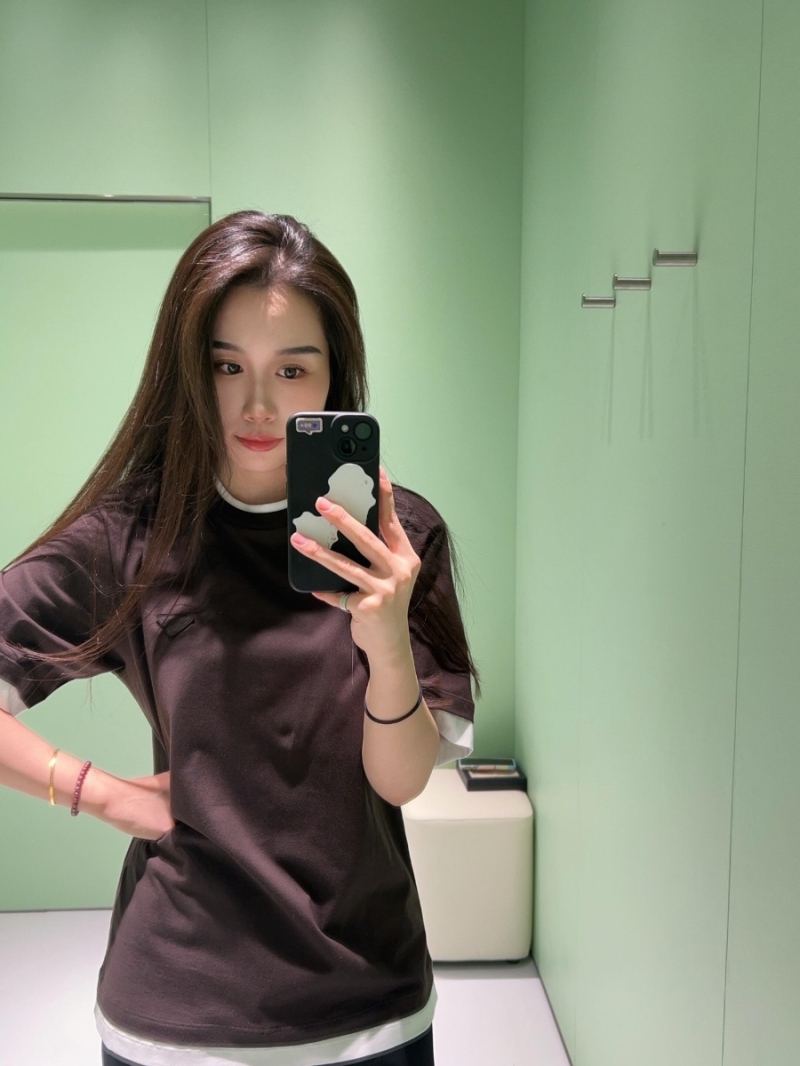 Prada 25SS Spring Summer Exclusive Oversized Tri-Logo Contrast T-Shirt