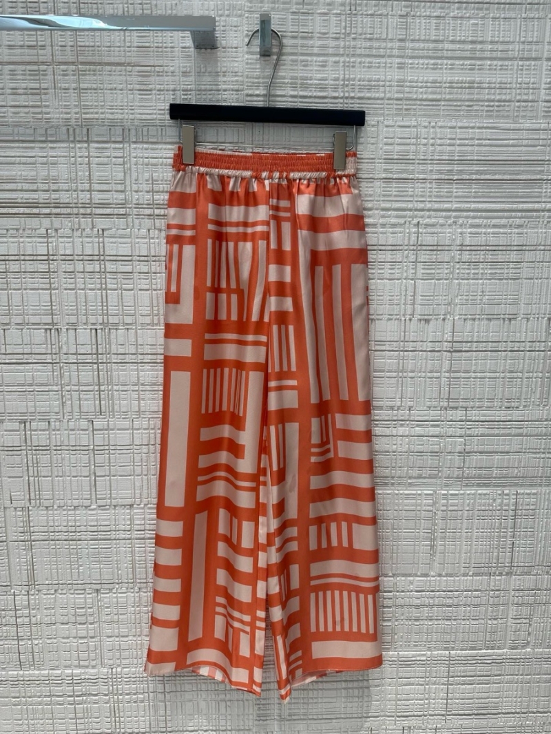 Fendi Vibrant Geometric Print Silk Wide-Leg Pants