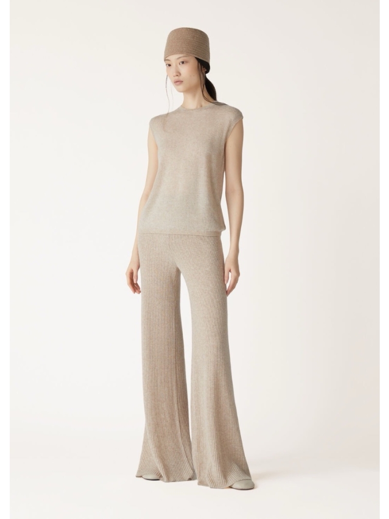 Loro Piana Luxury Cashmere Knit Set - Vest & Wide-Leg Pants Beige