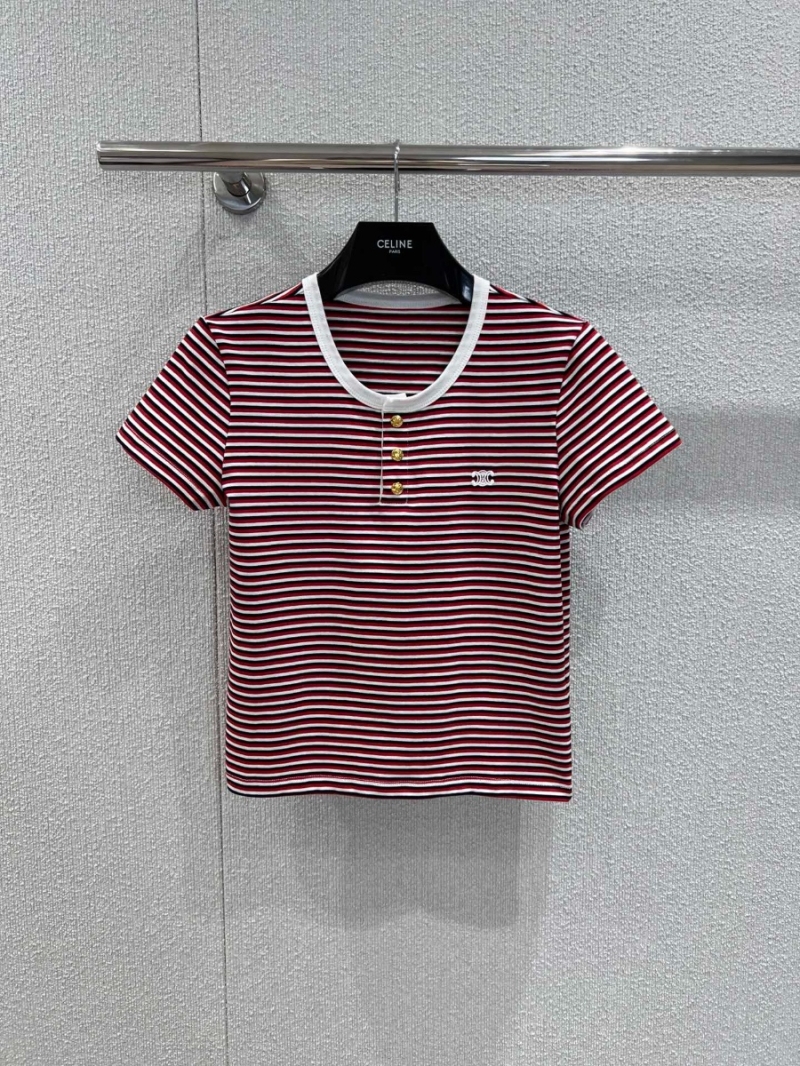 Celine Exclusive Spring Summer Striped Short Sleeve T-Shirt