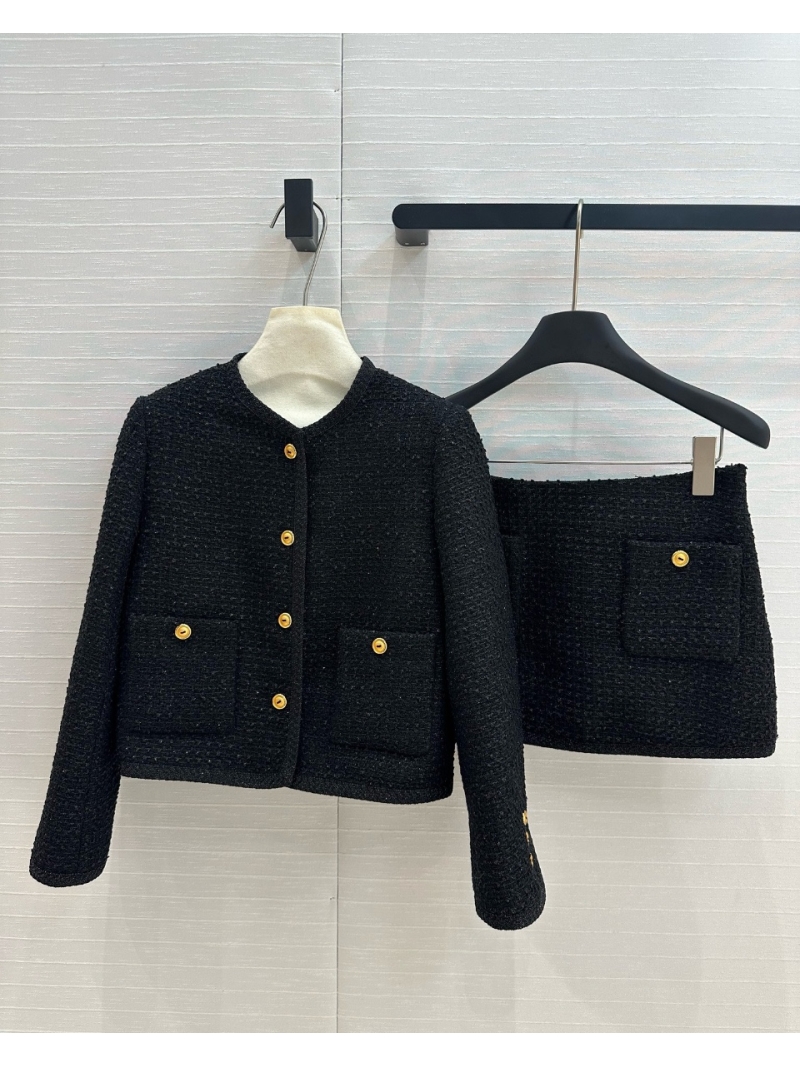 Miu Miu Classic Wool Tweed Cropped Jacket Black - Fall/Winter 2024