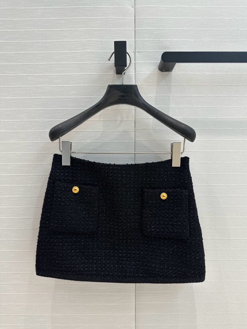 Miu Miu Wool Tweed Mini Skirt Black - Fall/Winter 2024