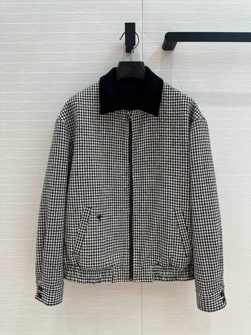 Dior Early Spring Houndstooth Jacket - Velvet-Collared Baseball Style