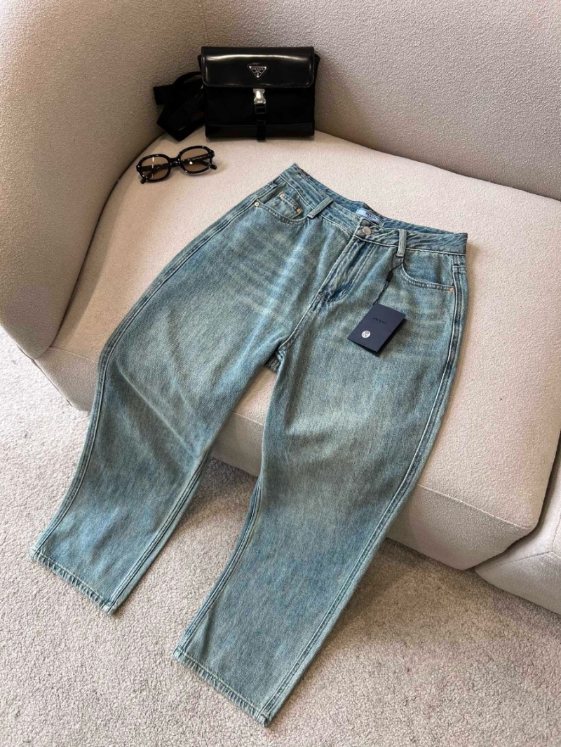Prada 2024 Imported Enzyme-Washed Denim Straight Cut Denim Jeans
