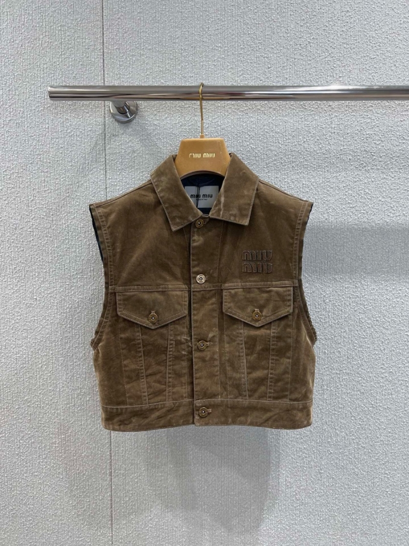 Miu Miu Spring Summer Limited Edition Velvet Denim Cropped Vest Jacket