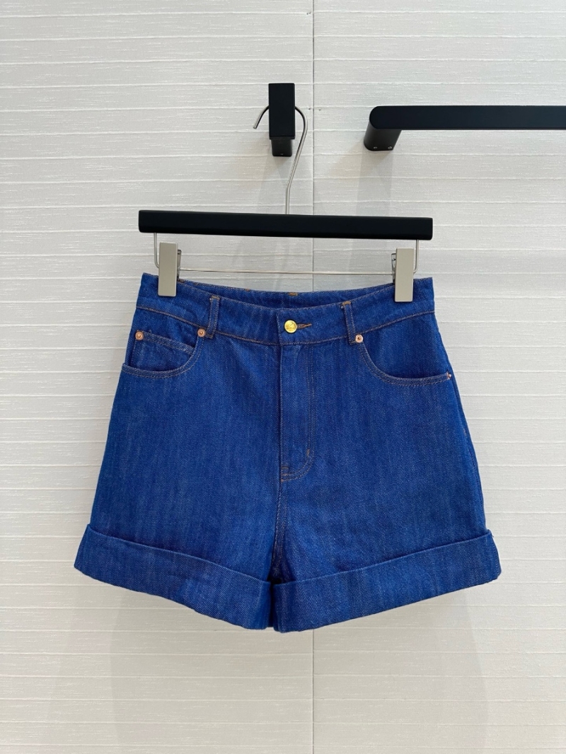 Valentino Early Spring Washed Blue Denim Cuffed Shorts - High-Waisted Chic