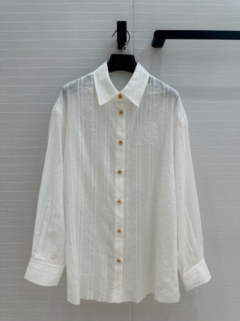 Loewe Embroidered Logo Striped White Shirt - Relaxed Elegance