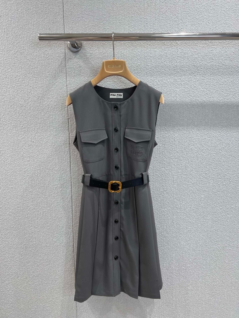 Miu Miu Exclusive Spring Summer Sleeveless Belted Vest Dress