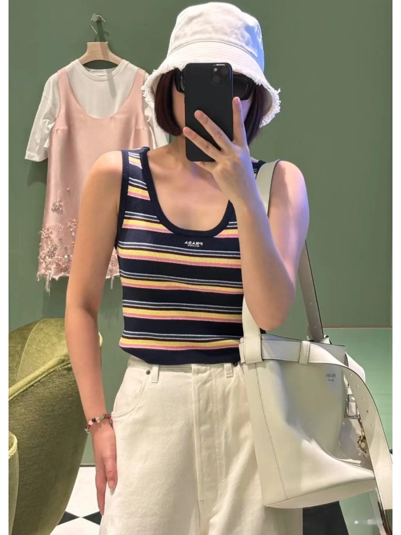 Prada 25 Early Spring Multi-Color Striped Knit Vest